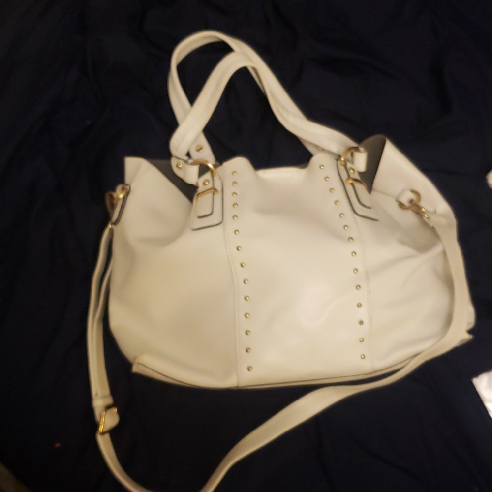 White leather purse
